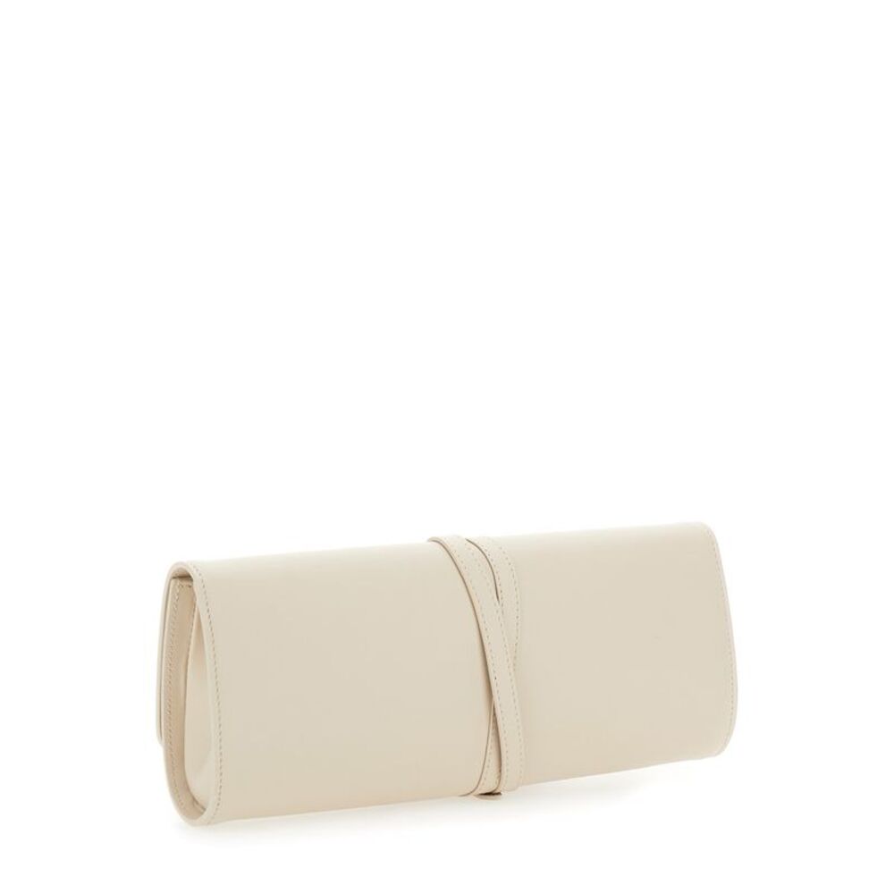 Liffner Women White Clutch With Belt On The Front In Leather For Women - Picture 3 of 3